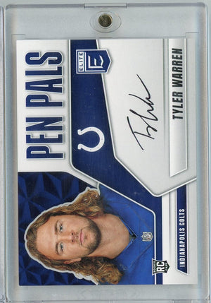 2025 Donruss Elite Pen Pals Tyler Warren #PPTWA Auto Rookie RC Football Card