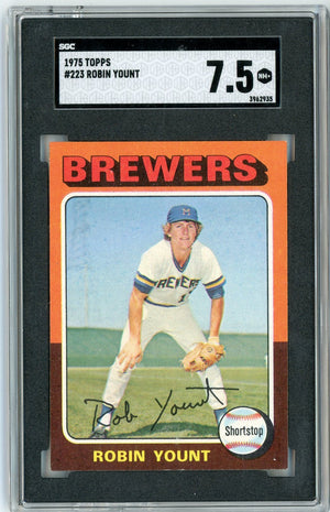 Graded 1975 Topps Robin Yount #223 Rookie RC Baseball Card SGC 7.5 Near Mint+