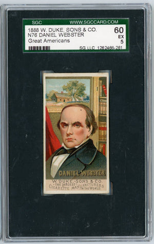 Graded 1888 N76 W. Duke, Sons & Co. Great Americans #WEBSTER Daniel Webster Baseball Tobacco Card SGC 5