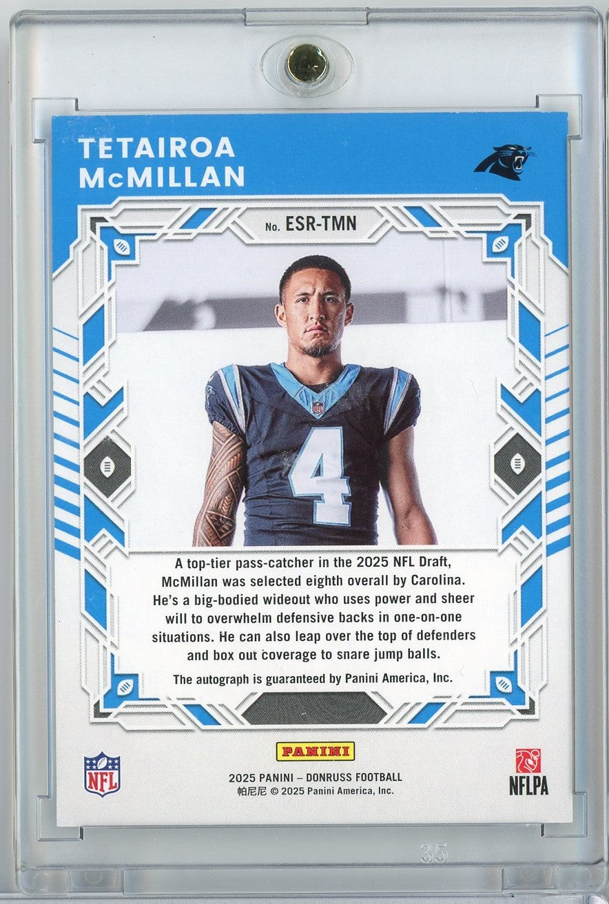 2025 Panini Donruss Tetairoa McMillan #ESRTMN Elite Series Rookies Auto /99 Rookie RC Football Card