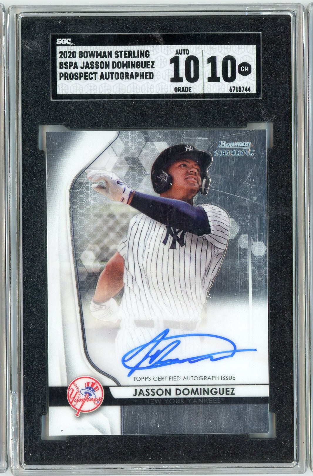 Graded 2020 Bowman Sterling Jasson Dominguez #BSPA-JD Prospect Autograph Rookie RC Baseball Card SGC 10 Gem Mint