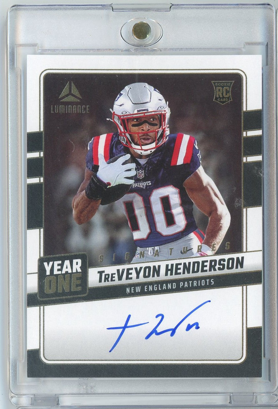 2025 Panini Luminance Year One Signatures TreVeyon Henderson #YOS-THN Auto New England Patriots Rookie RC Football Card