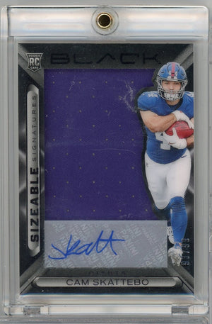 2025 Panini Black Cam Skattebo #SSRCSO /99 Sizable Signatures Relic Auto Rookie RC Football Card