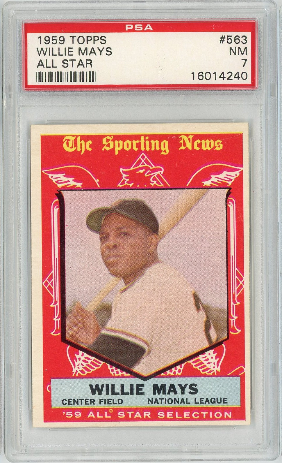 Graded 1959 Topps All Star Willie Mays #563 Baseball Card PSA 7 Near Mint
