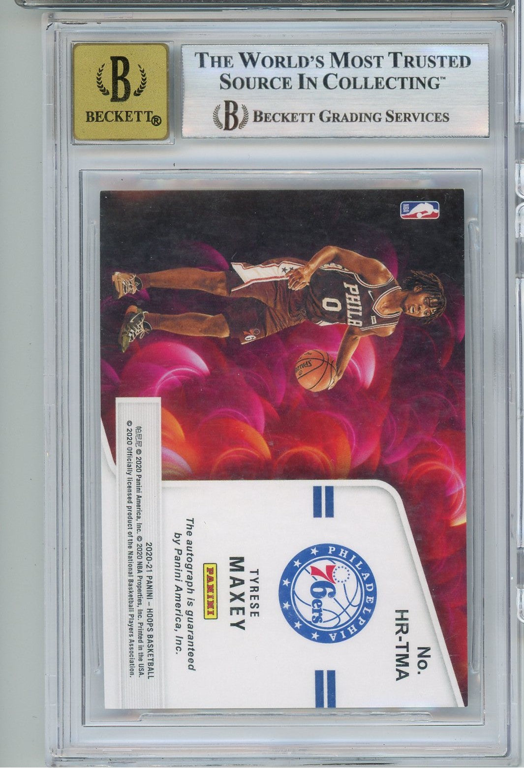 Graded 2020 Panini Hoops Tyrese Maxey #HR-TMA Hot Signatures Rookies Green Autograph Rookie RC Basketball Card BGS 10 Auto