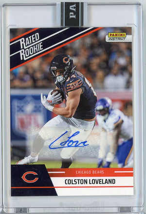 2025 Panini Instant NFL Colston Loveland #4 Rated Rookie Retro Auto /99 Chicago Bears Rookie RC Football Card