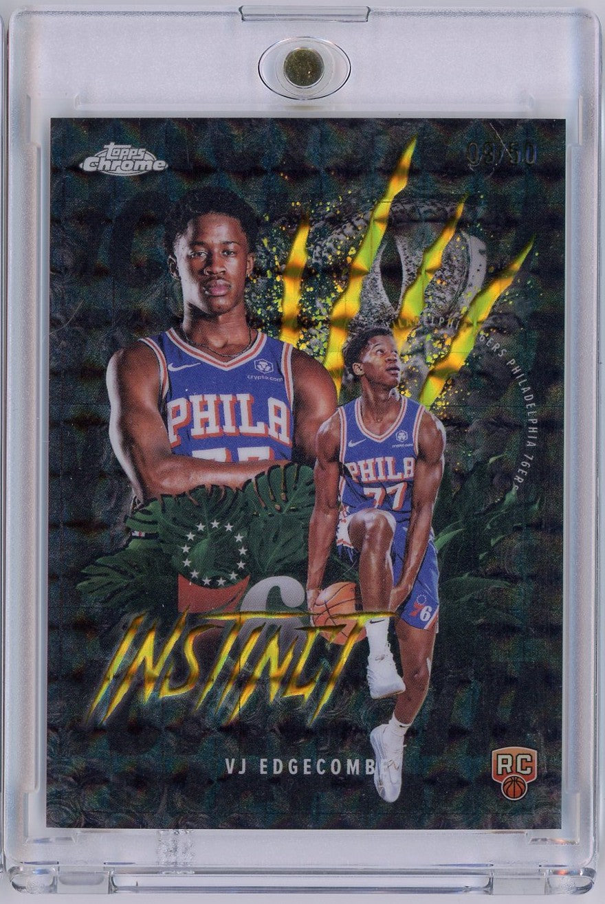 2025 Topps Chrome VJ Edgecombe #INS13 /50 Instinct Gold Refractor Rookie RC Basketball Card