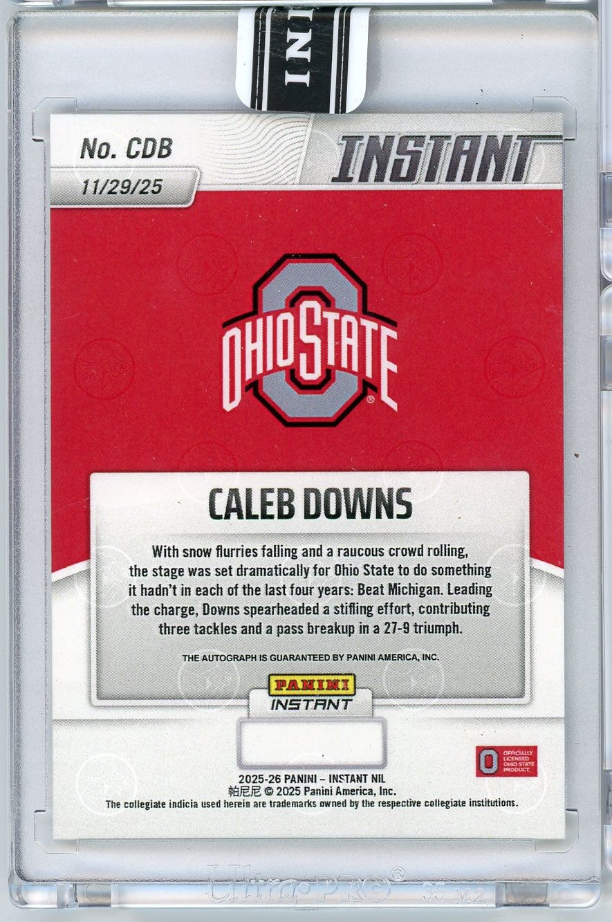 2025 Panini Instant Caleb Downs #CDB Auto Ohio State Buckeyes Rookie RC Football Card