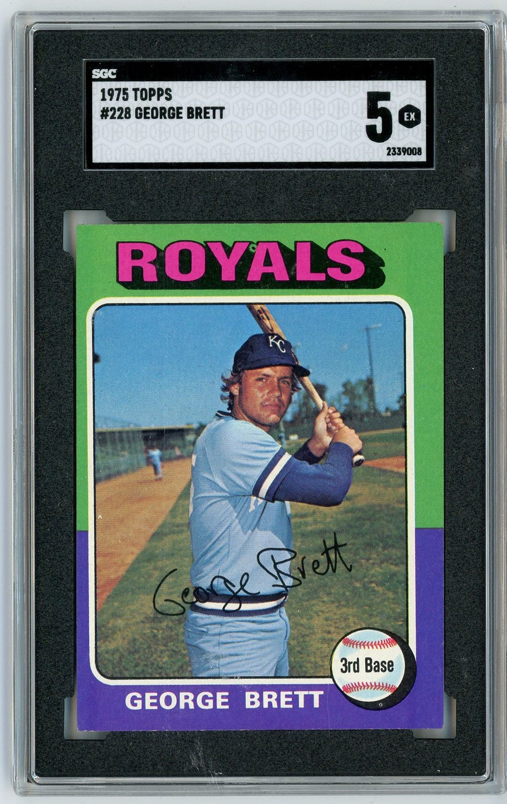 Graded 1975 Topps George Brett #228 Rookie RC Baseball Card SGC 5 Excellent