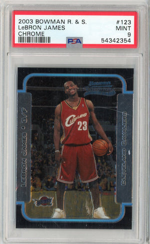 Graded 2003 Bowman Chrome Rookies & Stars LeBron James #123 Rookie RC Basketball Card PSA 9 Mint