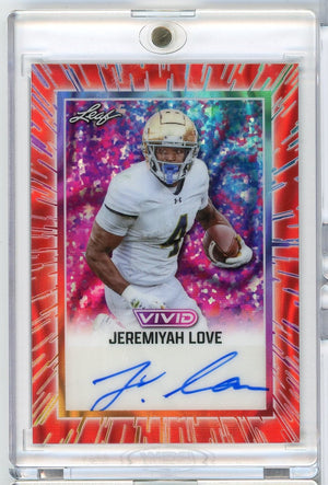 2025 Leaf Vivid Jeremiyah Love #BAJL2 Auto /2 Notre Dame Rookie RC Football Card