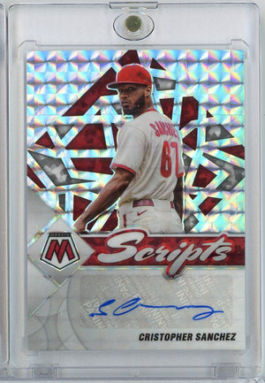 2022 Panini Mosaic Cristopher Sanchez #SCCS Scripts Mosaic Prizm Auto Philadelphia Phillies Rookie RC Baseball Card
