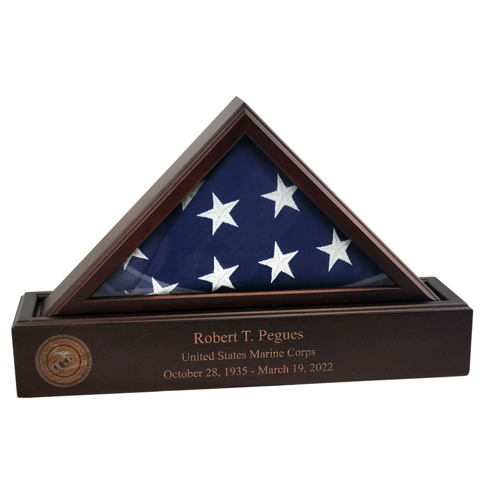 Flag and Personalized Pedestal Display Case - for 5x9.5 Capitol Flag