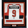 Framed Autographed/Signed Ivan Provorov 35x39 Philadelphia White Hockey Jersey Beckett BAS COA