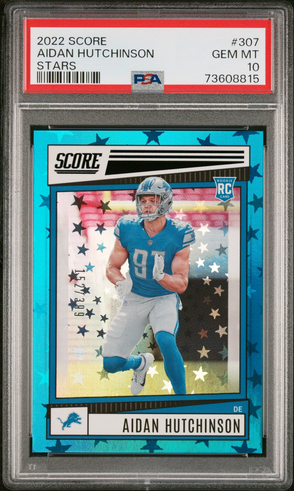 Graded 2022 Panini Score Aidan Hutchinson #307 Stars Rookie RC Football Card PSA 10 Gem Mint