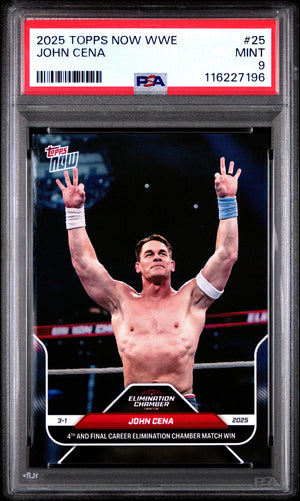Graded 2025 Topps Now WWE John Cena #25 Wrestling Card PSA 9 Mint