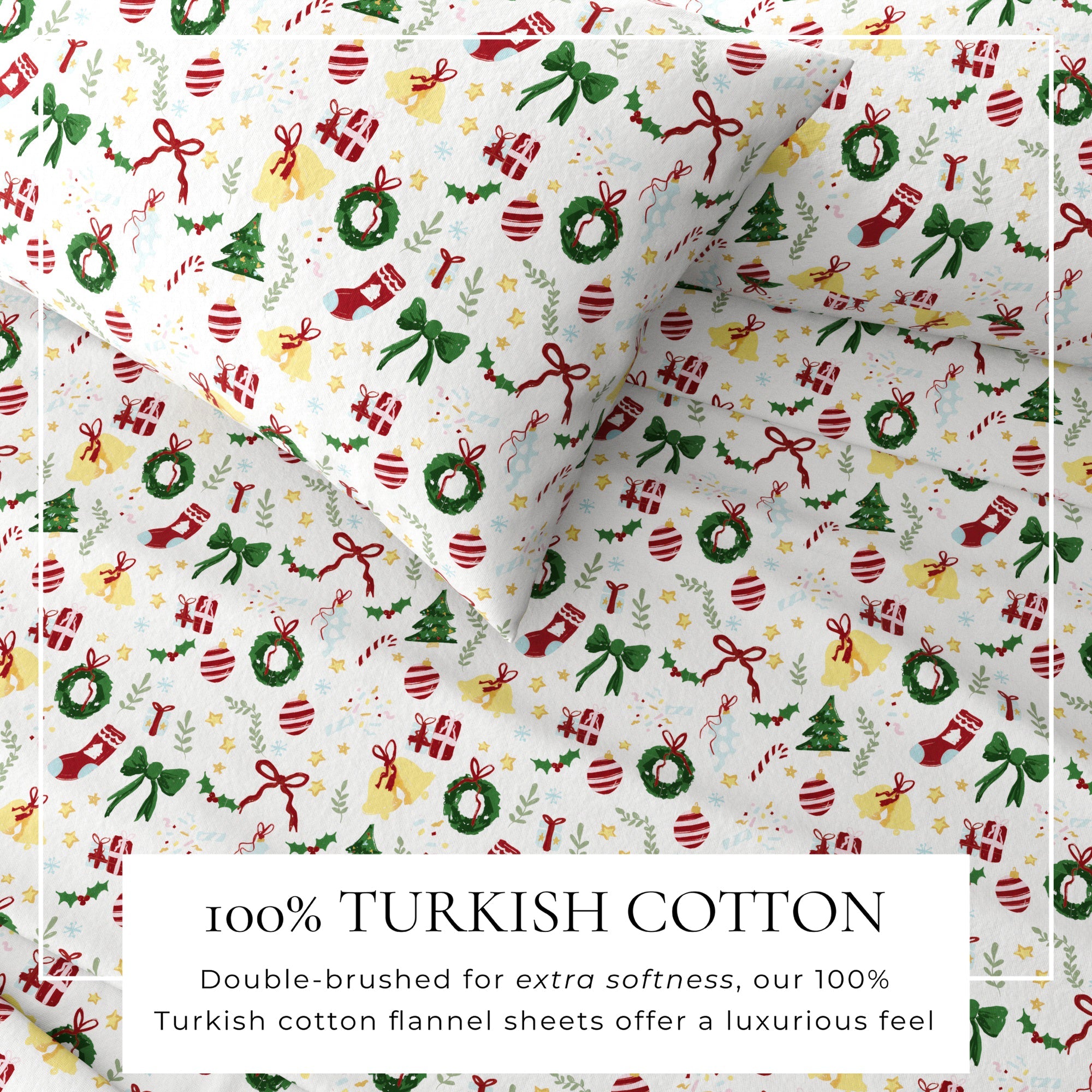 Turkish Cotton Christmas Flannel Sheet - Whittaker Collection
