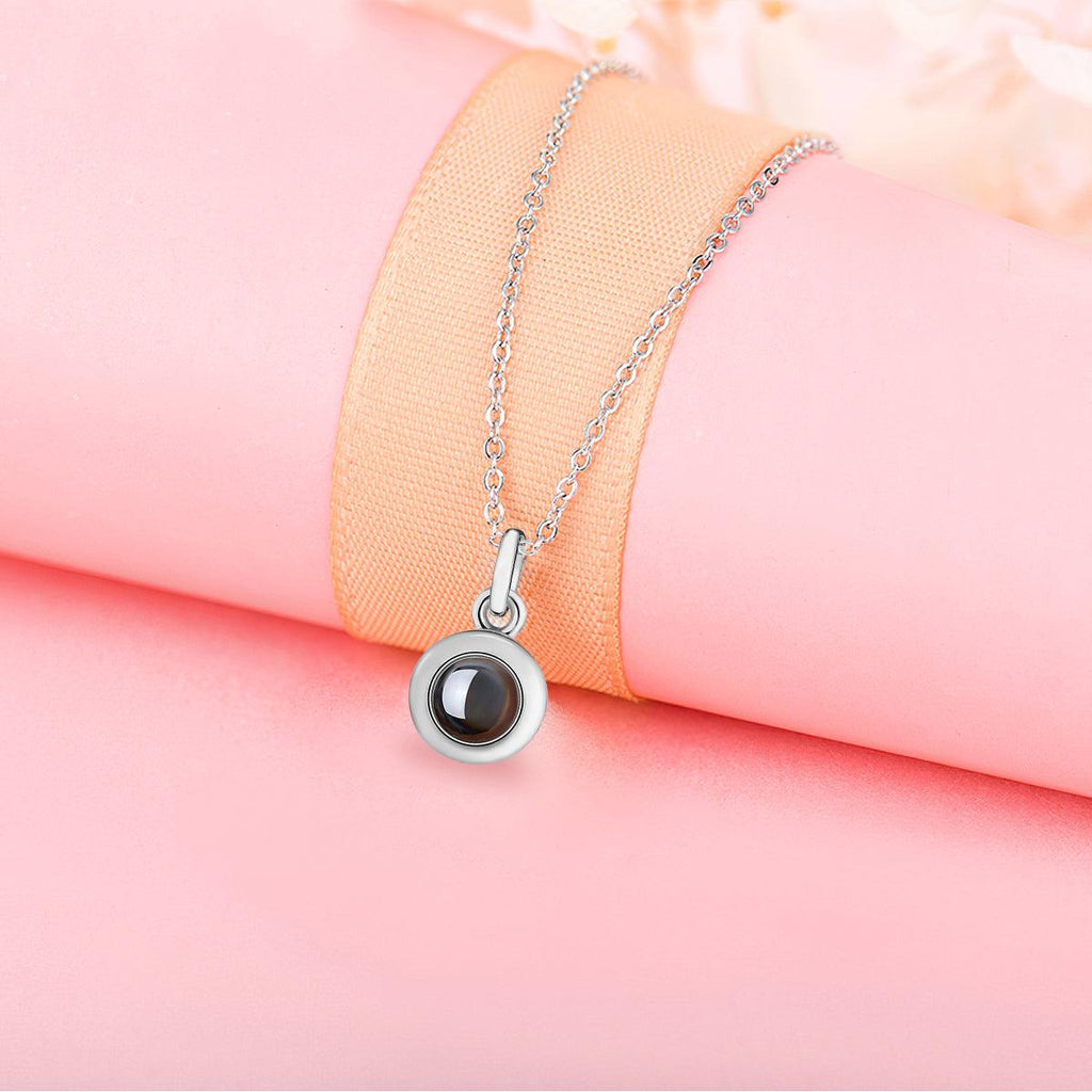 Custom Photo Projection Necklace – Hidden ‘I Love You’ Pendant | Silver, Rose & Gold