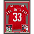 Framed Autographed/Signed Jack Sawyer 35x39 Ohio State Red College Football Jersey Beckett BAS COA