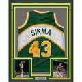 Framed Autographed/Signed Jack Sikma 35x39 Seattle Green Basketball Jersey JSA COA