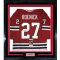 Framed Autographed/Signed Jeremy Roenick 35x39 Chicago Red Hockey Jersey JSA COA