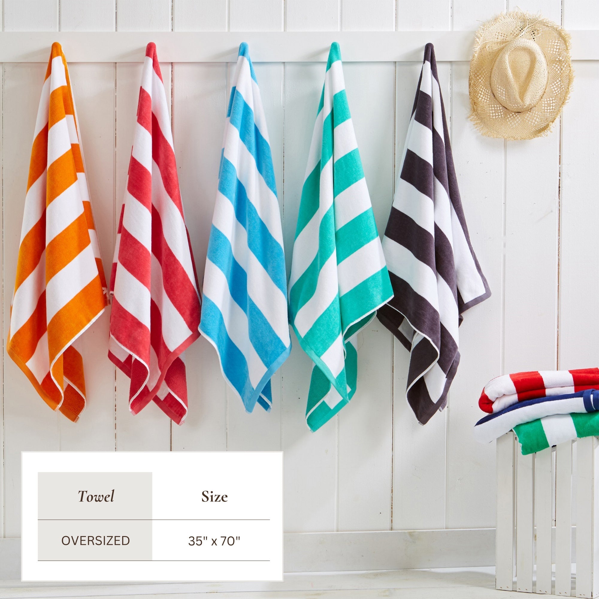 Cotton Velour Cabana Stripe Beach Towel - Novia Collection.