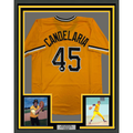 Framed Autographed/Signed John Candelaria 35x39 Pittsburgh Yellow Baseball Jersey JSA COA