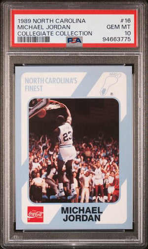 Graded 1989 North Carolina Collegiate Collection Michael Jordan #16 Basketball Card PSA 10 Gem Mint