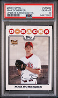 Graded 2008 Topps Update & Highlights Max Scherzer #UH280 Rookie RC Baseball Card PSA 10 Mint