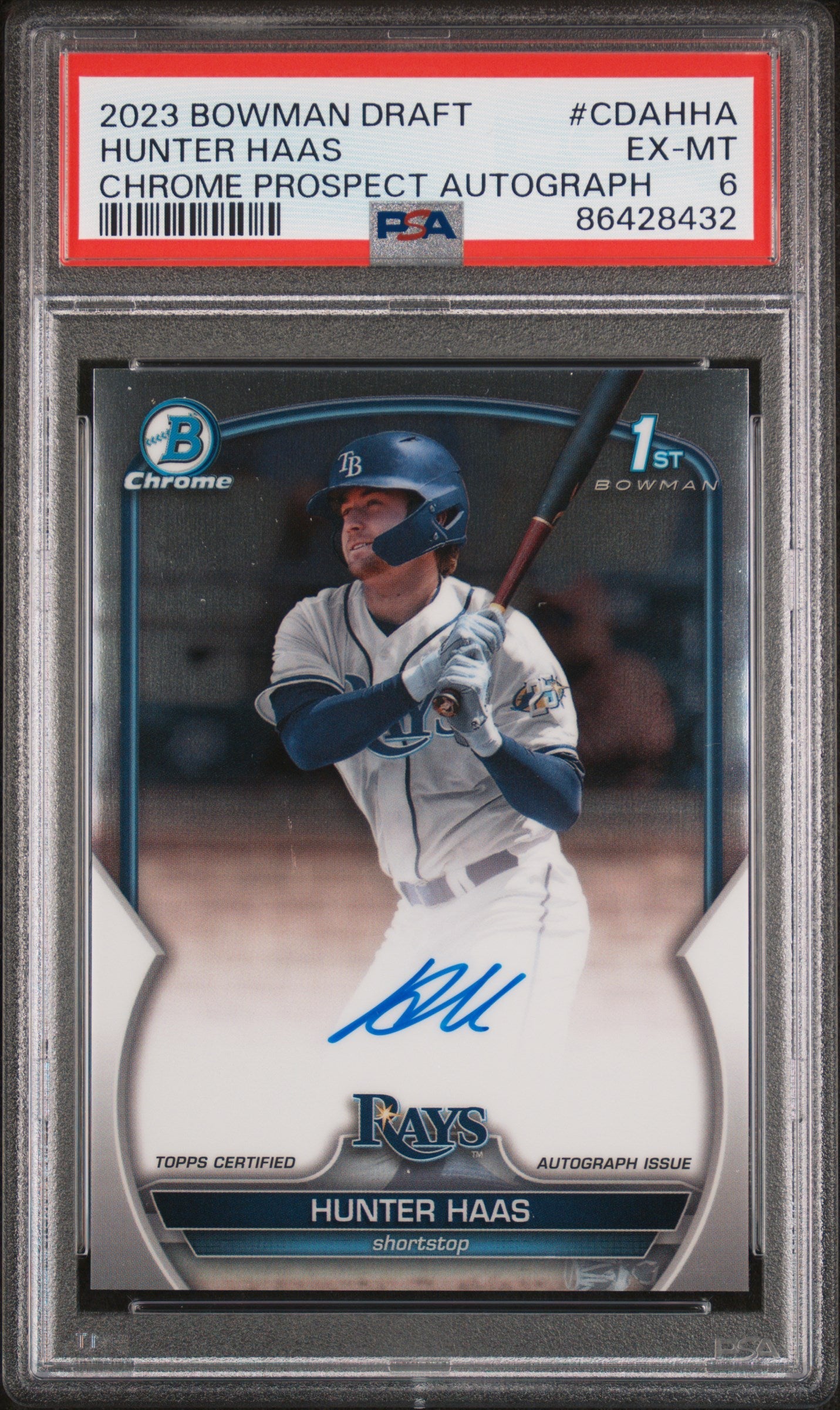 Graded 2023 Topps Bowman Draft Hunter Haas #CDAHHA Chrome Prospects Auto Rookie RC Baseball Card PSA 6