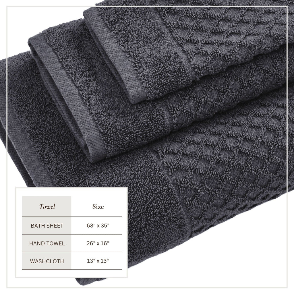 Cotton Diamond Waffle Weave Bath Towel Set - Grayson Collection