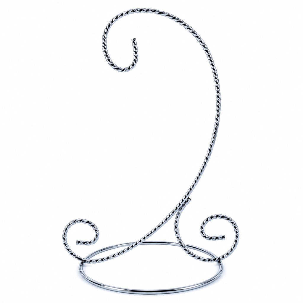 Twisted Wire Silver Metal Ornament Stand Display 7.2 Inches
