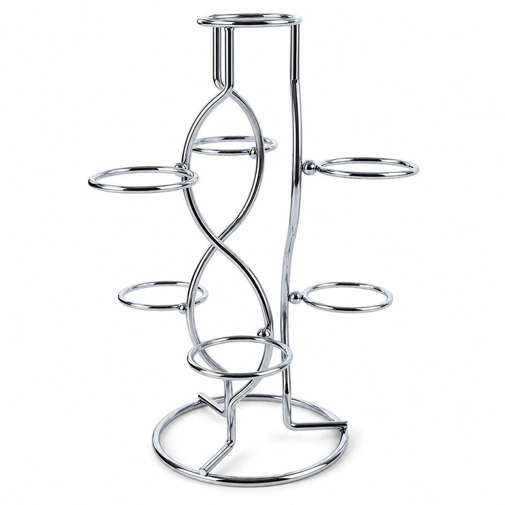7-Ring 3-Tier Silver Wire Metal Sphere Crystals Egg Stand Holder Display 7.4 Inches