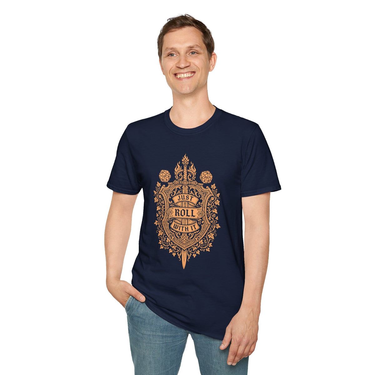 Just Roll With It D20 Tabletop RPG T-Shirt