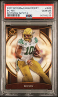Graded 2022 Topps Bowman University Bo Nix #BI19 Bowman Invicta Rookie RC Football Card PSA 10 Gem Mint