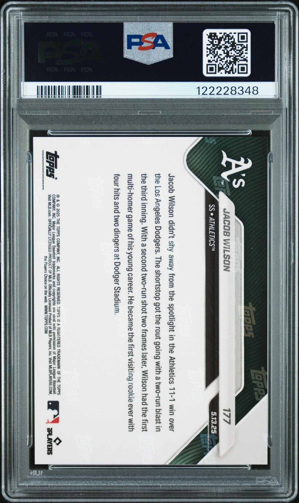 Graded 2025 Topps Now Jacob Wilson #177 Orange Foil /25 Rookie RC Baseball Card PSA 10 Gem Mint