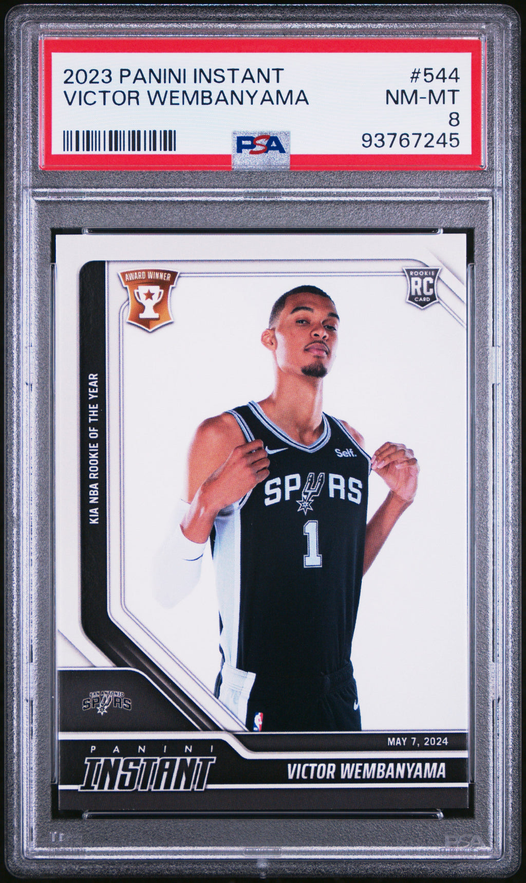 Graded 2023 Panini Instant Victor Wembanyama #544 Rookie RC Basketball Card PSA 8 Near Mint
