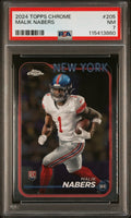 Graded 2024 Topps Chrome Malik Nabers #205 Rookie RC Football Card PSA 7 Near Mint