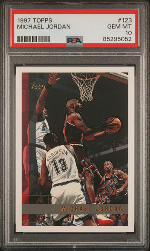 Graded 1997 Topps Michael Jordan #123 Basketball Card PSA 10 Gem Mint