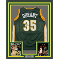 Framed Autographed/Signed Kevin Durant 35x39 Seattle Green Basketball Jersey Beckett BAS COA