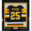 Framed Autographed/Signed Kevin Stevens 35x39 Pittsburgh Black Hockey Jersey JSA COA