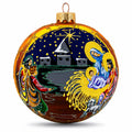 Heavenly Stars Admiring Newborn Jesus Glass Ball Christmas Ornament 3.25 Inches