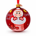 Girl in Stocking Glass Ball Baby's First Christmas Ornament 4 Inches
