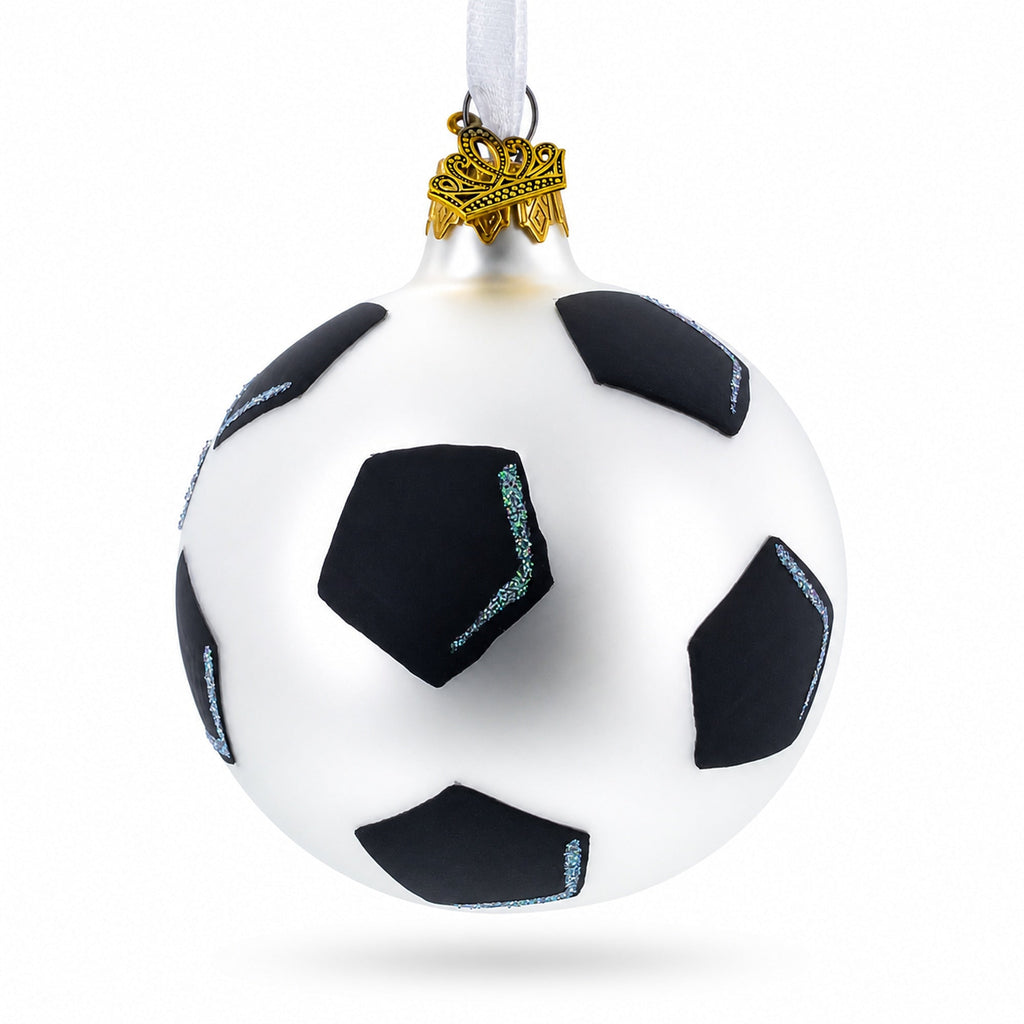Soccer Player in Action Glass Ball Christmas Sports Ornament 3.25 Inches