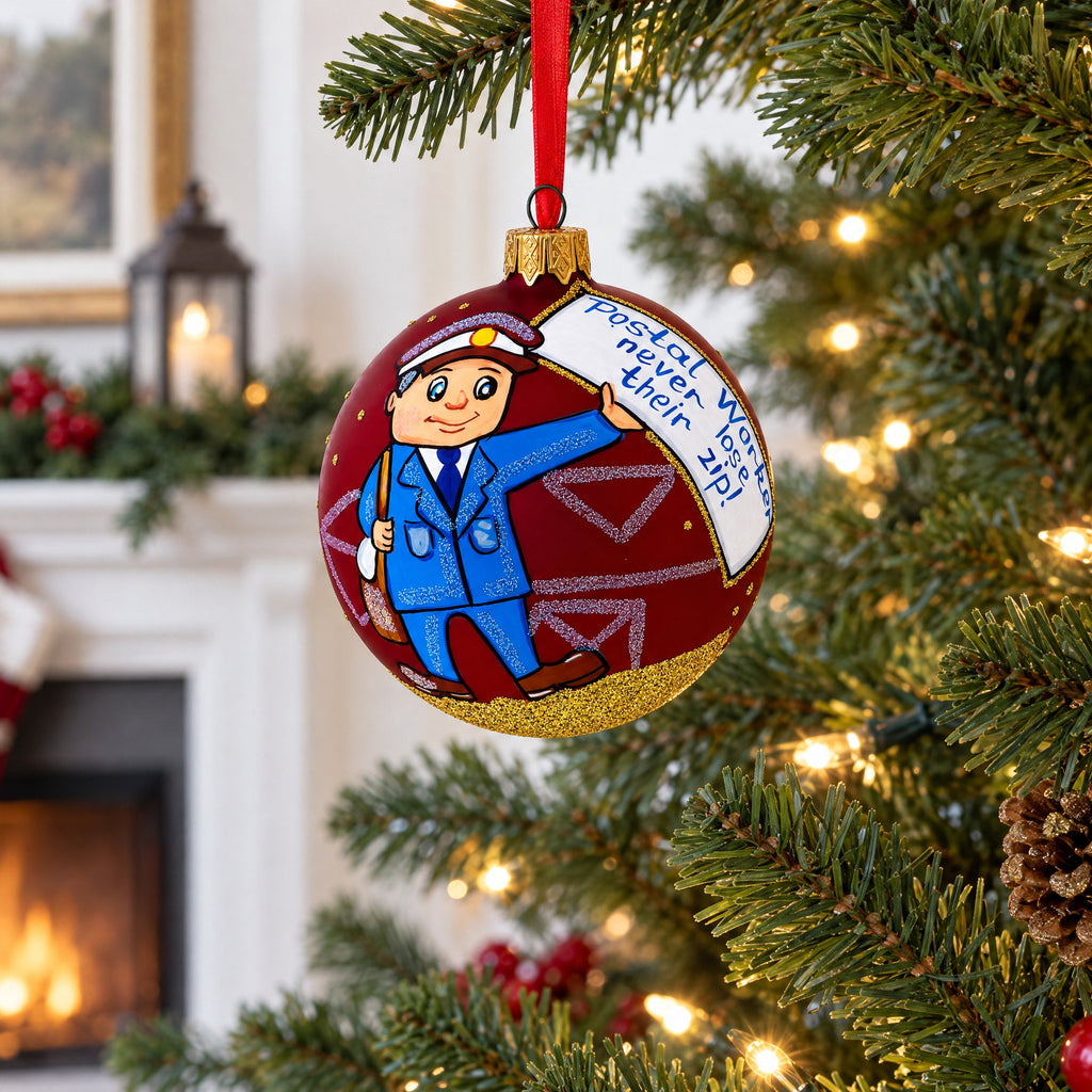 Mail Carrier Glass Ball Christmas Ornament 3.25 Inches