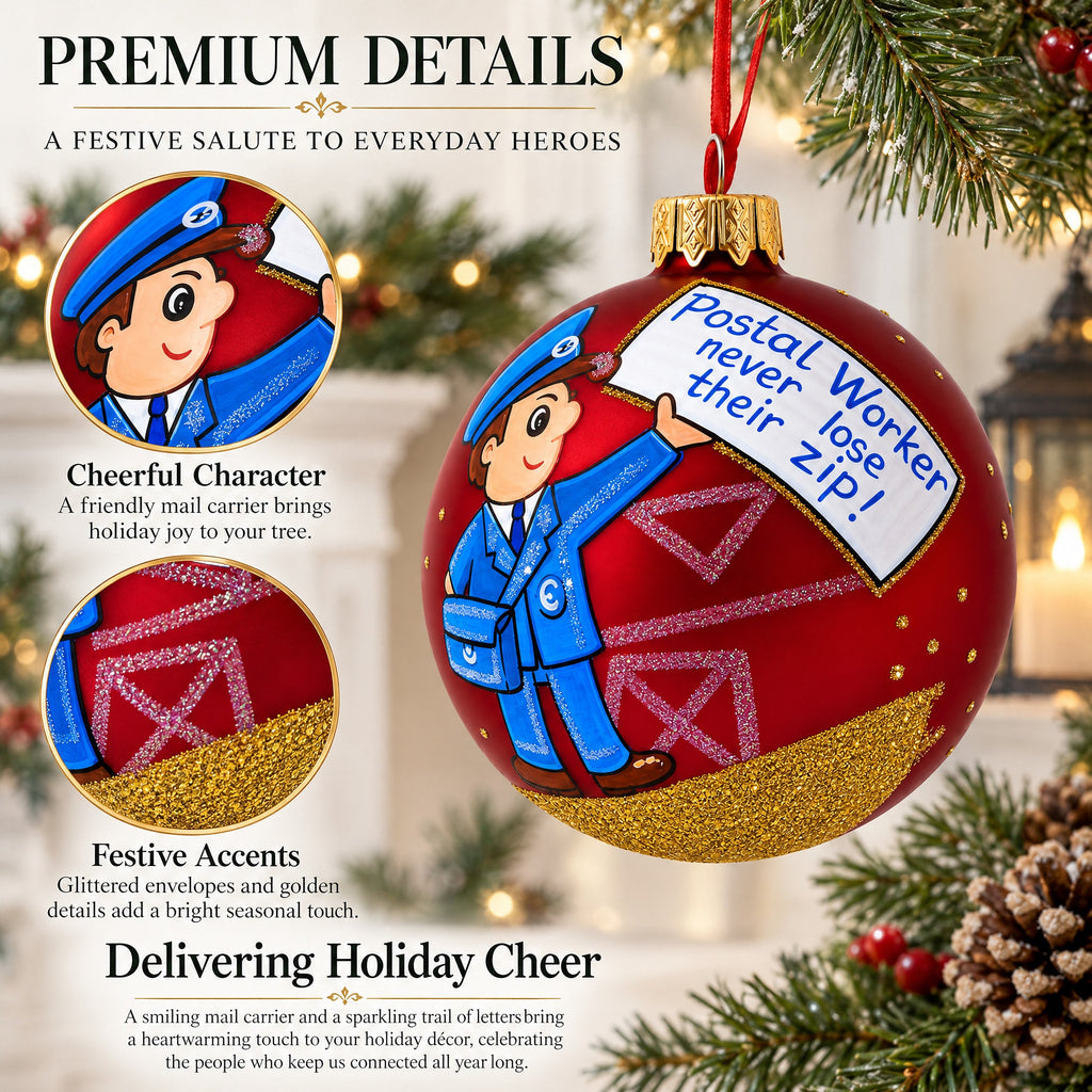 Mail Carrier Glass Ball Christmas Ornament 3.25 Inches