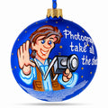 Photographer Holding Camera Glass Christmas Ornament 3.25 Inches