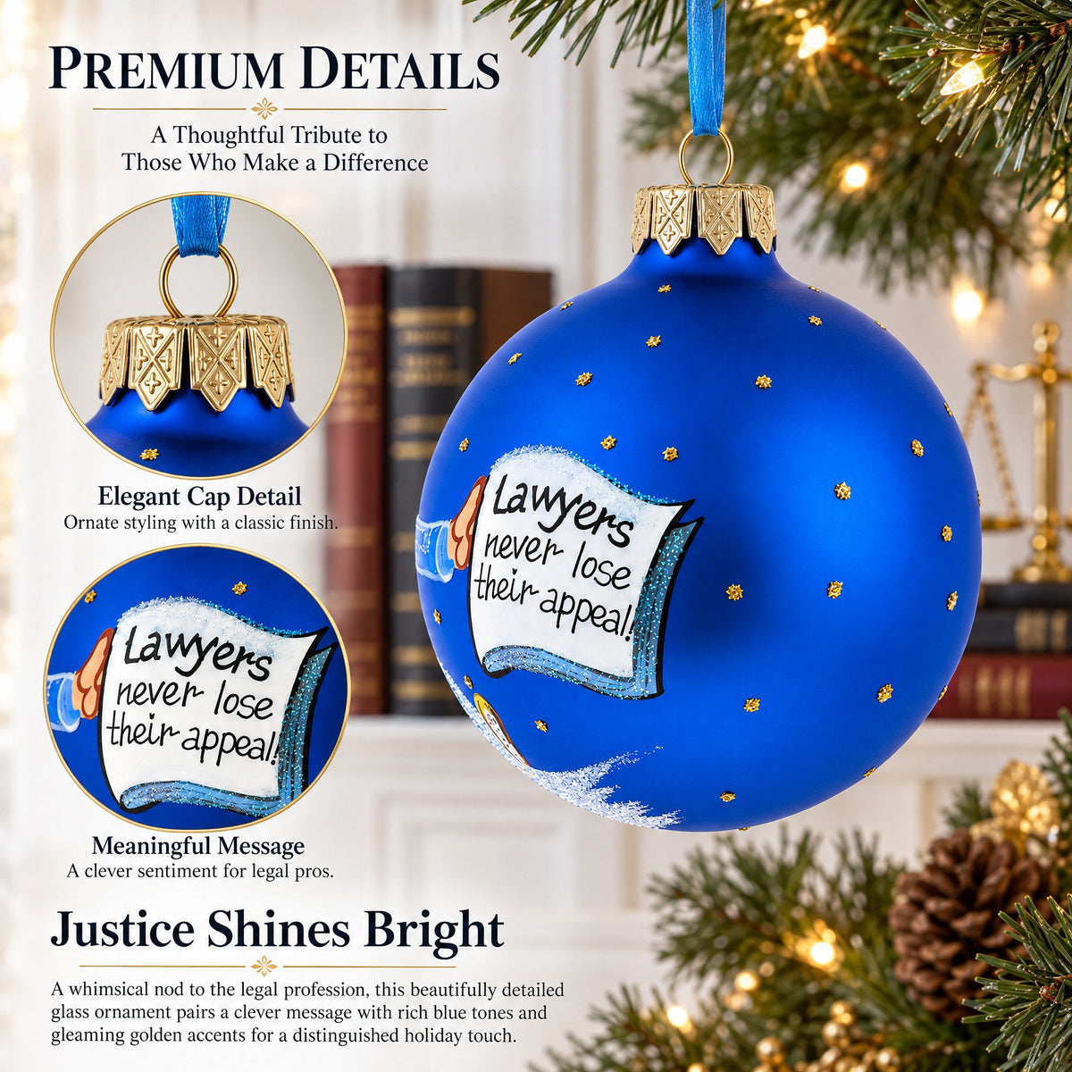 Lawyer with Briefcase Glass Ball Christmas Ornament 3.25 Inches