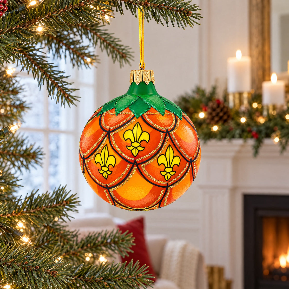Royal Pineapple Glass Christmas Ornament 3.25 Inches