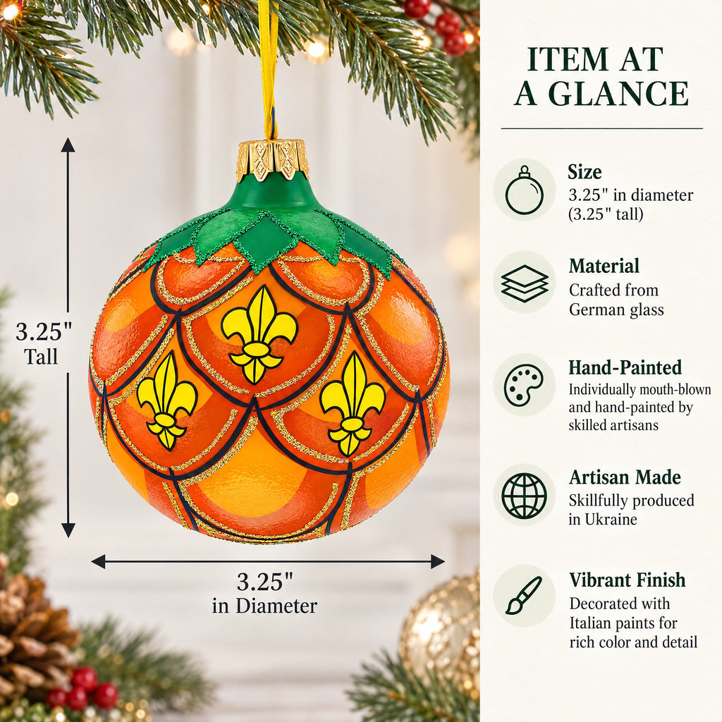 Royal Pineapple Glass Christmas Ornament 3.25 Inches